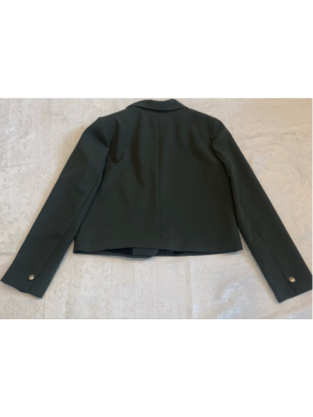 Joie Olive Green Cropped Double-Breasted Blazer, Size Large - New With Tag - Picture 3 of 7